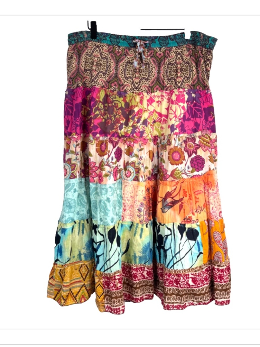 Henna Boho Patchwork Midi Skirt OS Multicolor Hippie Fairy Whimsigoth Festival